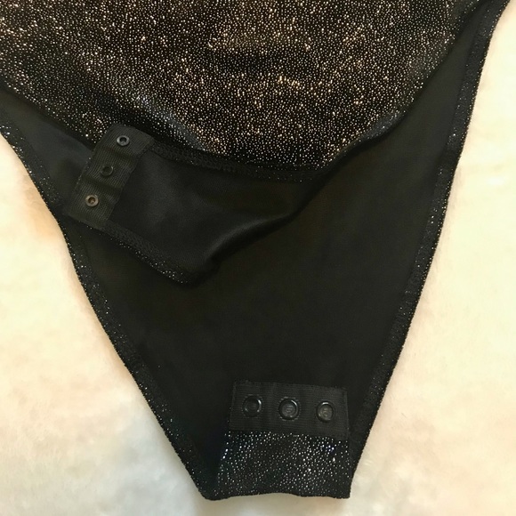 SMALL H&M BLACK GLITTER BODYSUIT - Picture 4 of 7